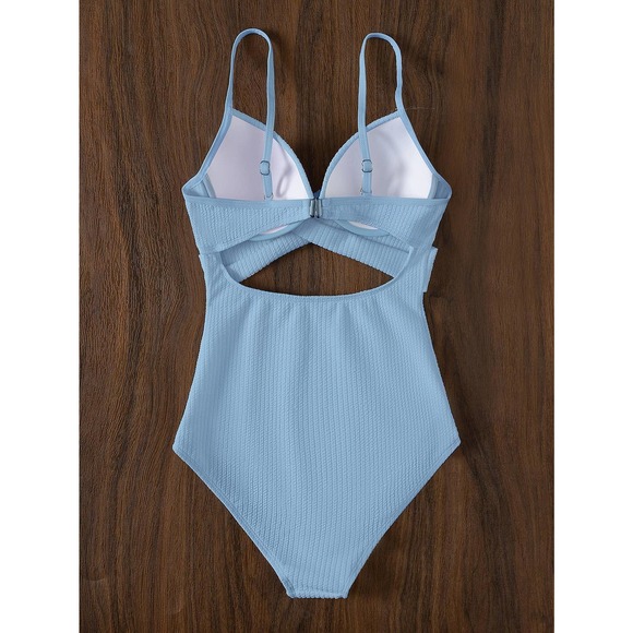 Boho Criss Cross Push Up One Piece Swimsuit green - Picture 8 of 11